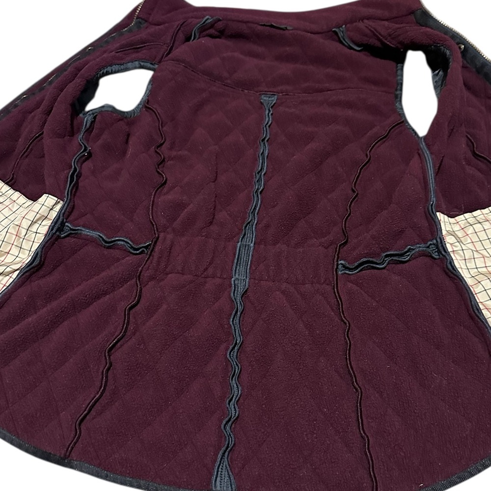 Barbour Women's Quilted Wray Gilet Vest Black Burgundy Fleece Interior Size 10 - Picture 10 of 14